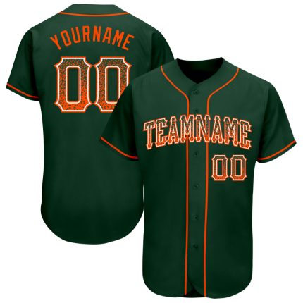 Custom Name and Number Authentic Baseball Jersey in Green Orange-White Drift Fashion Personalized Green Orange-White Authentic