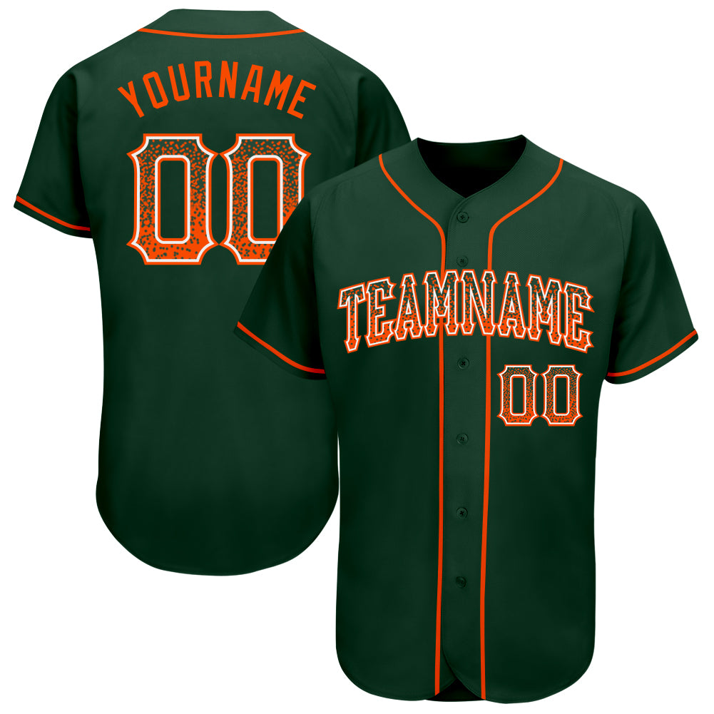 Custom Name and Number Authentic Baseball Jersey in Green Orange-White Drift Fashion Personalized Green Orange-White Authentic