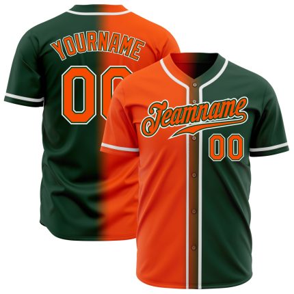 Custom Gradient Baseball Jersey with Personalized Name & Number - Green Orange White Fashion Team Jersey Personalized Green