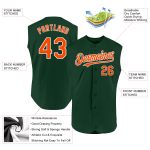 Personalized Authentic Green and Orange-White Sleeveless Baseball Jersey Personalized Green Orange-White Authentic Sleeveless