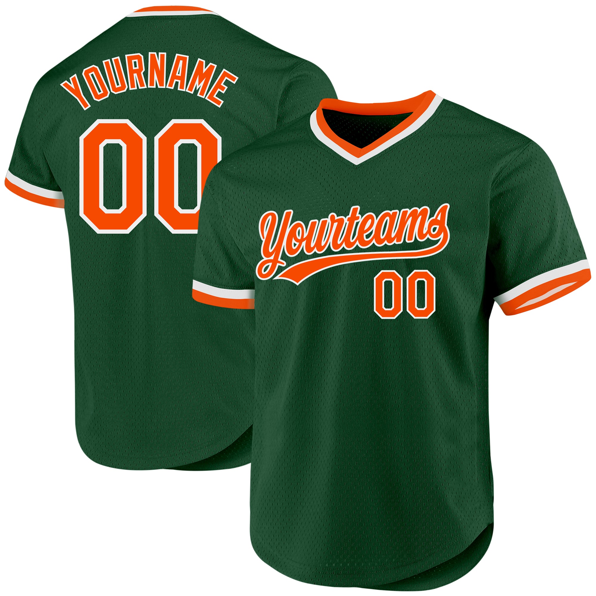 Customizable Green and Orange-White Authentic Throwback Baseball Jersey with Personalized Name and Number Personalized Green