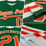 Custom Baseball Jersey with Personal Name and Number - Green Orange White Line Authentic Design Personalized Green Orange-White