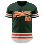 Custom Baseball Jersey with Personal Name and Number - Green Orange White Line Authentic Design Personalized Green Orange-White