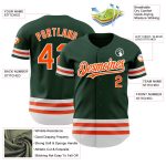 Custom Baseball Jersey with Personal Name and Number - Green Orange White Line Authentic Design Personalized Green Orange-White