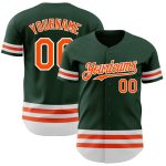 Custom Baseball Jersey with Personal Name and Number - Green Orange White Line Authentic Design Personalized Green Orange-White