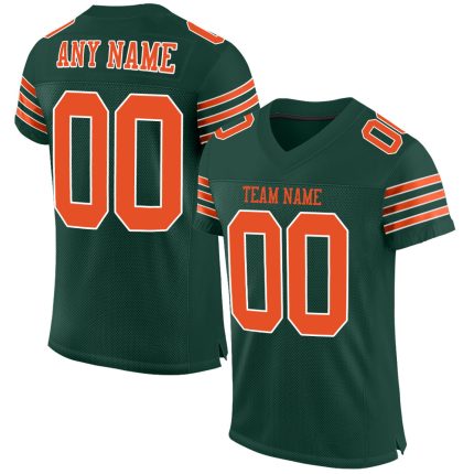 Personalized Authentic Football Jersey - Green Orange & White Mesh Design Personalized Green Orange-White Mesh Authentic