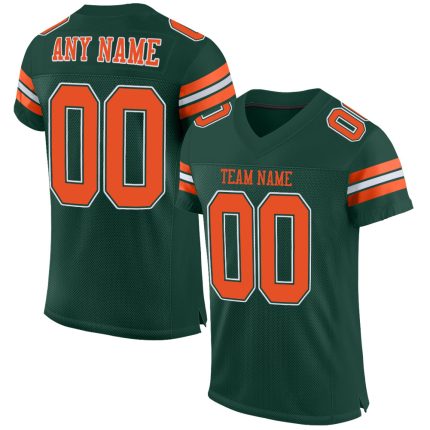 Custom Authentic Football Jersey with Personalized Name & Number - Green Orange-White Mesh Personalized Green Orange-White