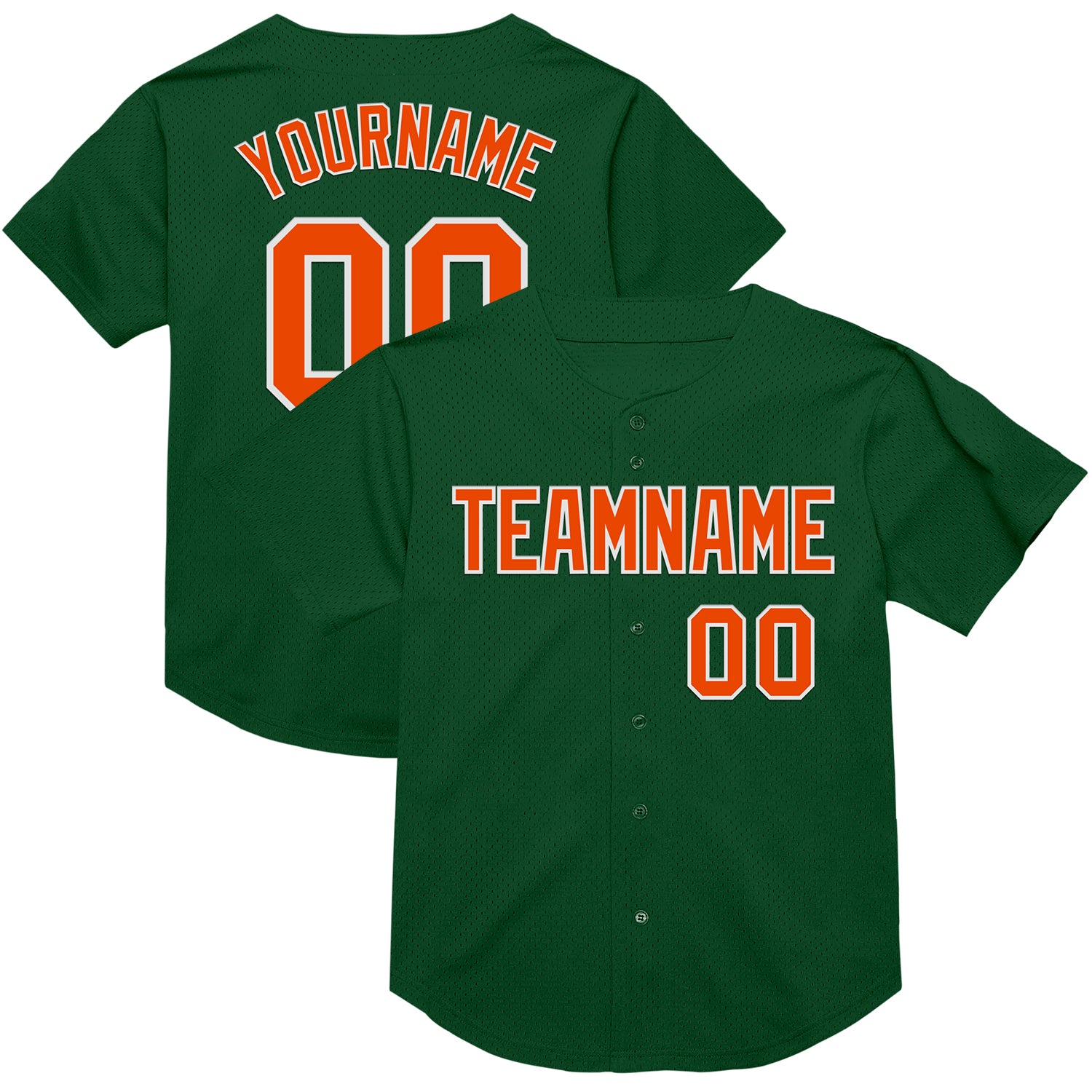 Personalized Authentic Baseball Jersey - Green Orange White Mesh Throwback Personalized Green Orange-White Mesh Authentic
