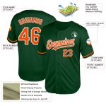 Custom Personalized Green Orange-White Baseball Jersey with Team Name and Number - Authentic Throwback Style Personalized