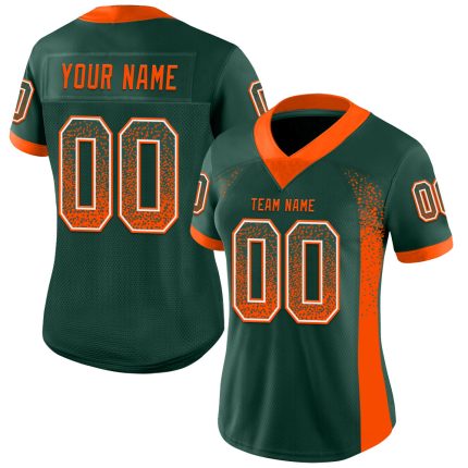 Custom Team Football Jersey with Personalized Name & Number - Green Orange-White Mesh Drift Fashion Personalized Green Orange-White