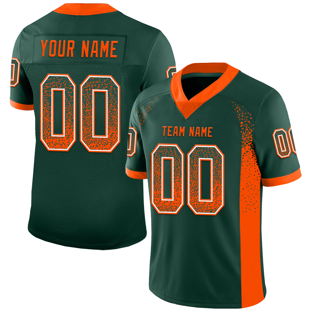 Custom Team Football Jersey with Personalized Name & Number - Green Orange-White Mesh Drift Fashion Personalized Green Orange-White