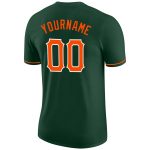 Custom Team Performance T-Shirt with Personalized Name & Number - Green Orange-White Personalized Green Orange-White Performance