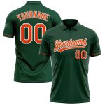 Custom Personalized Green Orange-White Golf Polo Shirt with Team Name and Number - Performance Vapor Design Personalized