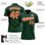 Custom Personalized Green Orange-White Golf Polo Shirt with Team Name and Number - Performance Vapor Design Personalized
