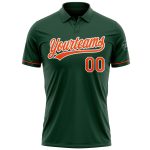 Custom Personalized Green Orange-White Golf Polo Shirt with Team Name and Number - Performance Vapor Design Personalized
