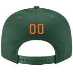 Custom Adjustable Snapback Hat with Personalized Name and Number - Green Orange-White Stitched Team Hat Personalized Green