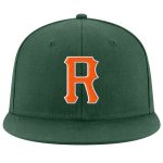 Custom Adjustable Snapback Hat with Personalized Name and Number - Green Orange-White Stitched Team Hat Personalized Green