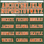 Custom Team Name and Number Knit Hat - Personalized Green Orange-White Cuffed Beanie Personalized Green Orange-White Stitched
