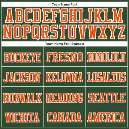 Custom Team Name and Number Knit Hat - Personalized Green Orange-White Cuffed Beanie Personalized Green Orange-White Stitched