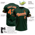 Customized Softball Jersey Unisex Green Orange-White Two-Button Design Personalized Green Orange-White Two-Button Unisex