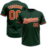 Customized Softball Jersey Unisex Green Orange-White Two-Button Design Personalized Green Orange-White Two-Button Unisex