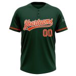 Customized Softball Jersey Unisex Green Orange-White Two-Button Design Personalized Green Orange-White Two-Button Unisex