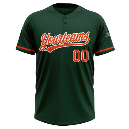 Customized Softball Jersey Unisex Green Orange-White Two-Button Design Personalized Green Orange-White Two-Button Unisex