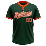 Custom Name and Number Unisex Softball Jersey in Green Orange-White, Two-Button Design, Personalized Team Apparel Personalized