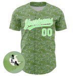 Custom Animal Cow Baseball Jersey with Personalized Name and Number 3D Green Pea Green-White Pattern Design Personalized