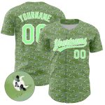 Custom Animal Cow Baseball Jersey with Personalized Name and Number 3D Green Pea Green-White Pattern Design Personalized
