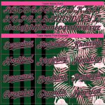 Custom Name and Number Authentic Baseball Jersey with Tropical Palm Leaves and Flamingo 3D Pattern in Green Pink-Black Personalized