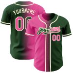Custom Name and Number Personalized Baseball Jersey - Authentic Gradient in Green Pink-Cream Fashion Design Personalized