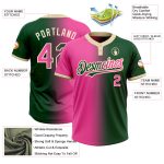 Custom Unisex Softball Jersey with Name and Number - Personalized Two-Button Fashion in Green Pink-Cream Gradient Personalized