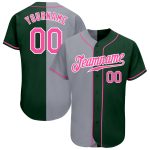 Custom Name and Number Personalized Baseball Jersey - Green Pink Gray Authentic Split Fashion Style Personalized Green Pink-Gray