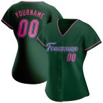 Custom Team Baseball Jersey with Personalized Name and Number - Green Pink Light Blue Authentic Design Personalized Green