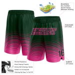 Custom Basketball Shorts with Personalized Name and Number, Green Pink Pinstripe Fade Fashion Design Personalized Green Pink