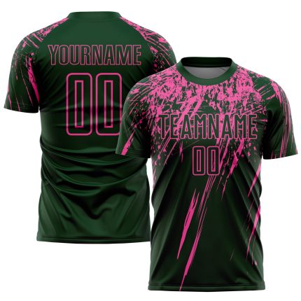 Custom Name Number Soccer Jersey Team Personalized Green Pink Sublimation Uniform Personalized Green Pink Sublimation Soccer