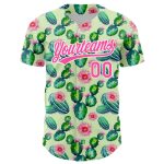 Personalized Baseball Jersey with Green Pink White 3D Cactus Festival Design Personalized Green Pink-White 3D Pattern Design