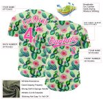 Personalized Baseball Jersey with Green Pink White 3D Cactus Festival Design Personalized Green Pink-White 3D Pattern Design