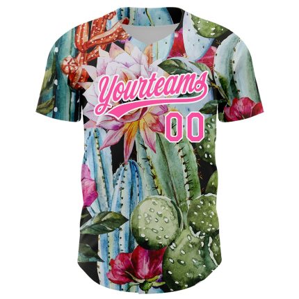 Custom Cactus Festival Jersey with Personalized Name & Number - Green Pink-White 3D Pattern Authentic Baseball Jersey Personalized