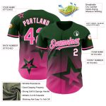 Custom Name and Number Authentic Baseball Jersey with Personalized 3D Gradient Twinkle Star Design in Green Pink White Personalized