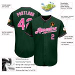 Custom Name Number Authentic Baseball Jersey - Personalized Green Pink-White Team Jersey Personalized Green Pink-White Authentic