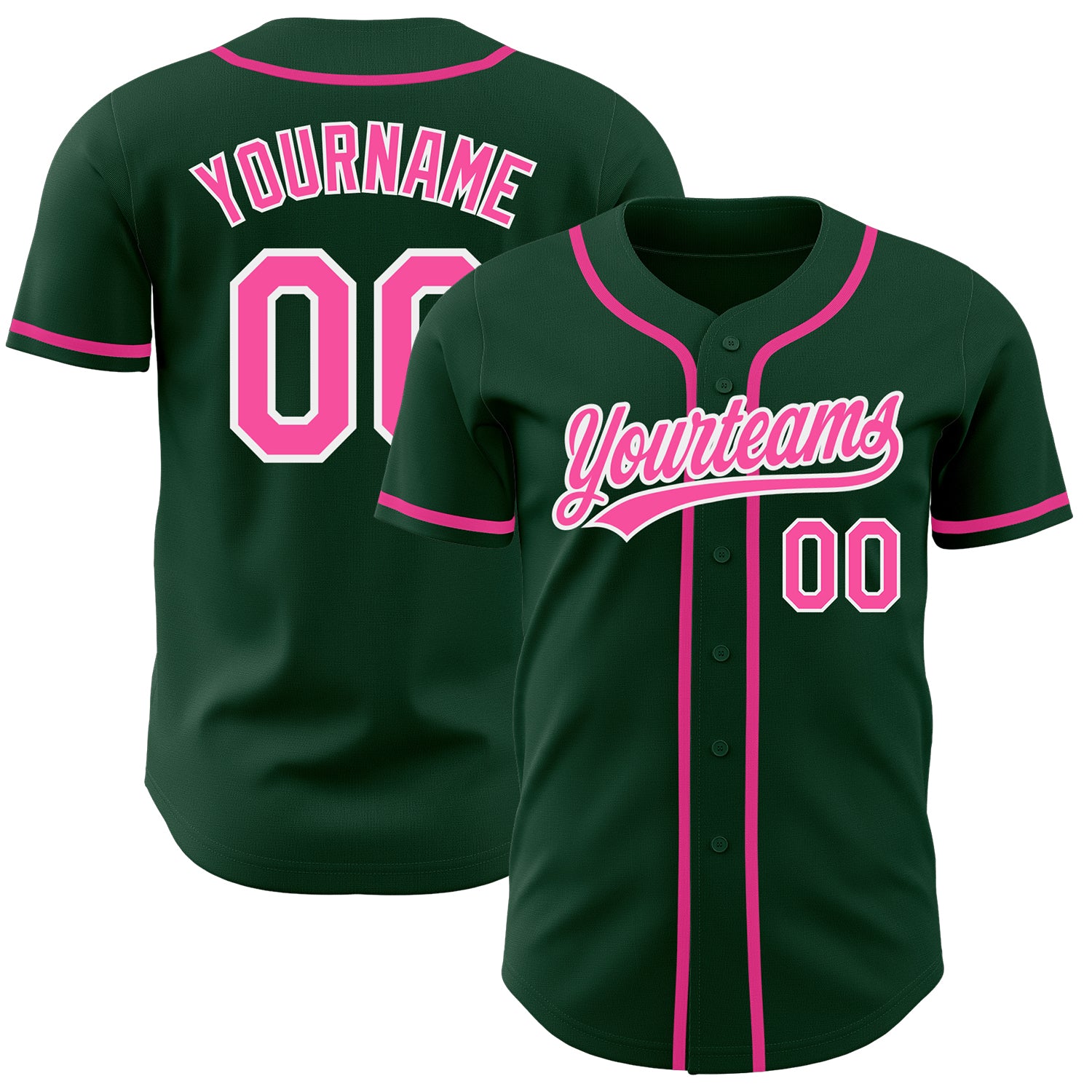 Personalized Authentic Baseball Jersey in Green Pink White - Custom Sports Apparel Personalized Green Pink-White Authentic
