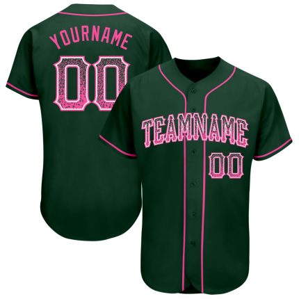 Customizable Green Pink-White Authentic Drift Baseball Jersey with Team Name and Number Personalized Green Pink-White Authentic