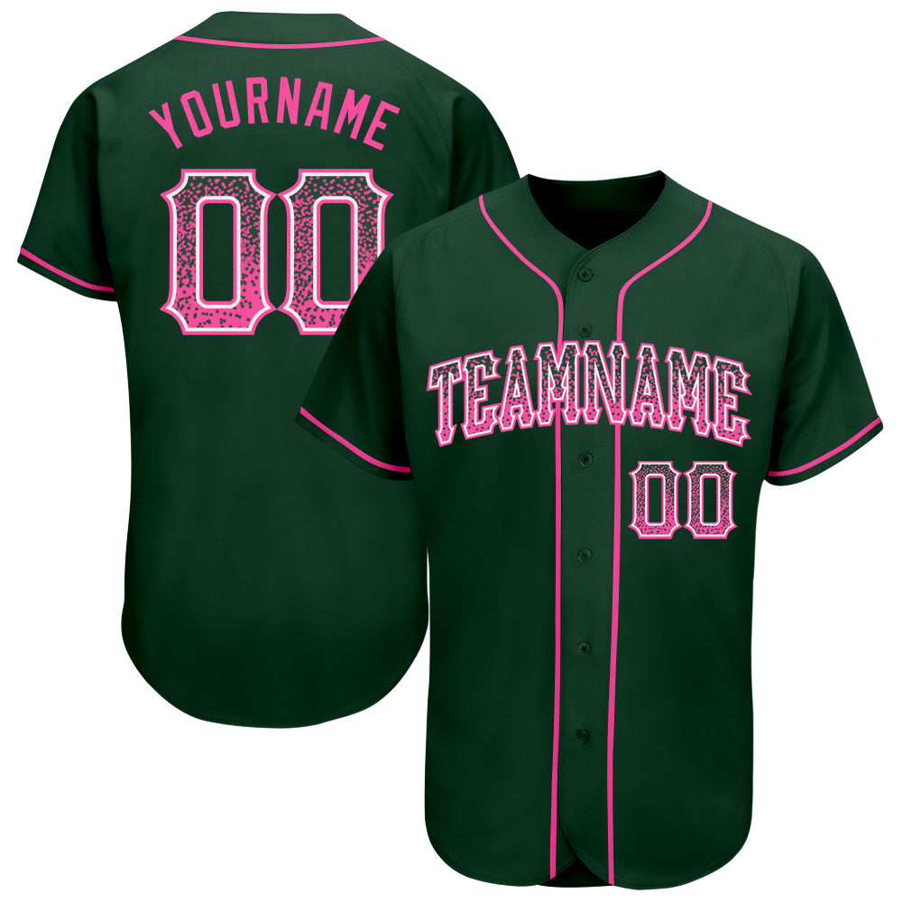 Customizable Green Pink-White Authentic Drift Baseball Jersey with Team Name and Number Personalized Green Pink-White Authentic