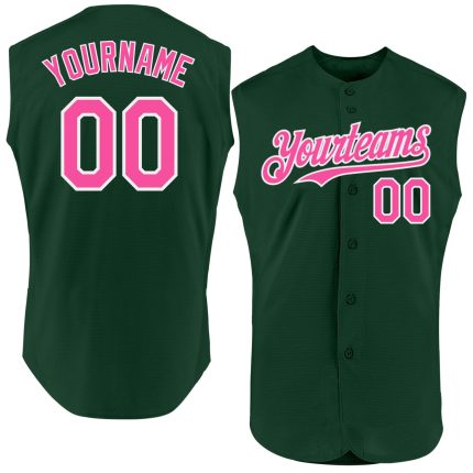 Custom Name and Number Personalized Baseball Jersey Green Pink White Authentic Sleeveless Team Apparel Personalized Green
