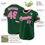 Custom Authentic Throwback Baseball Jersey - Personalized Green Pink-White Design with Custom Name & Number Personalized