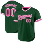 Custom Authentic Throwback Baseball Jersey - Personalized Green Pink-White Design with Custom Name & Number Personalized