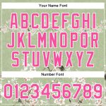 Personalized 3D Flower Crane Bomber Jacket Custom Team Name & Number - Green Pink White Varsity Letterman Full-Snap Personalized