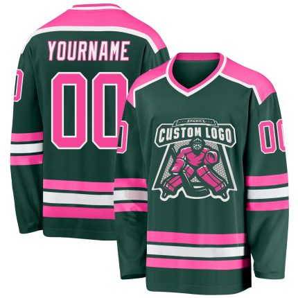 Personalized Green Pink White Hockey Jersey for Custom Fan Apparel Personalized Green Pink-White Hockey Jersey